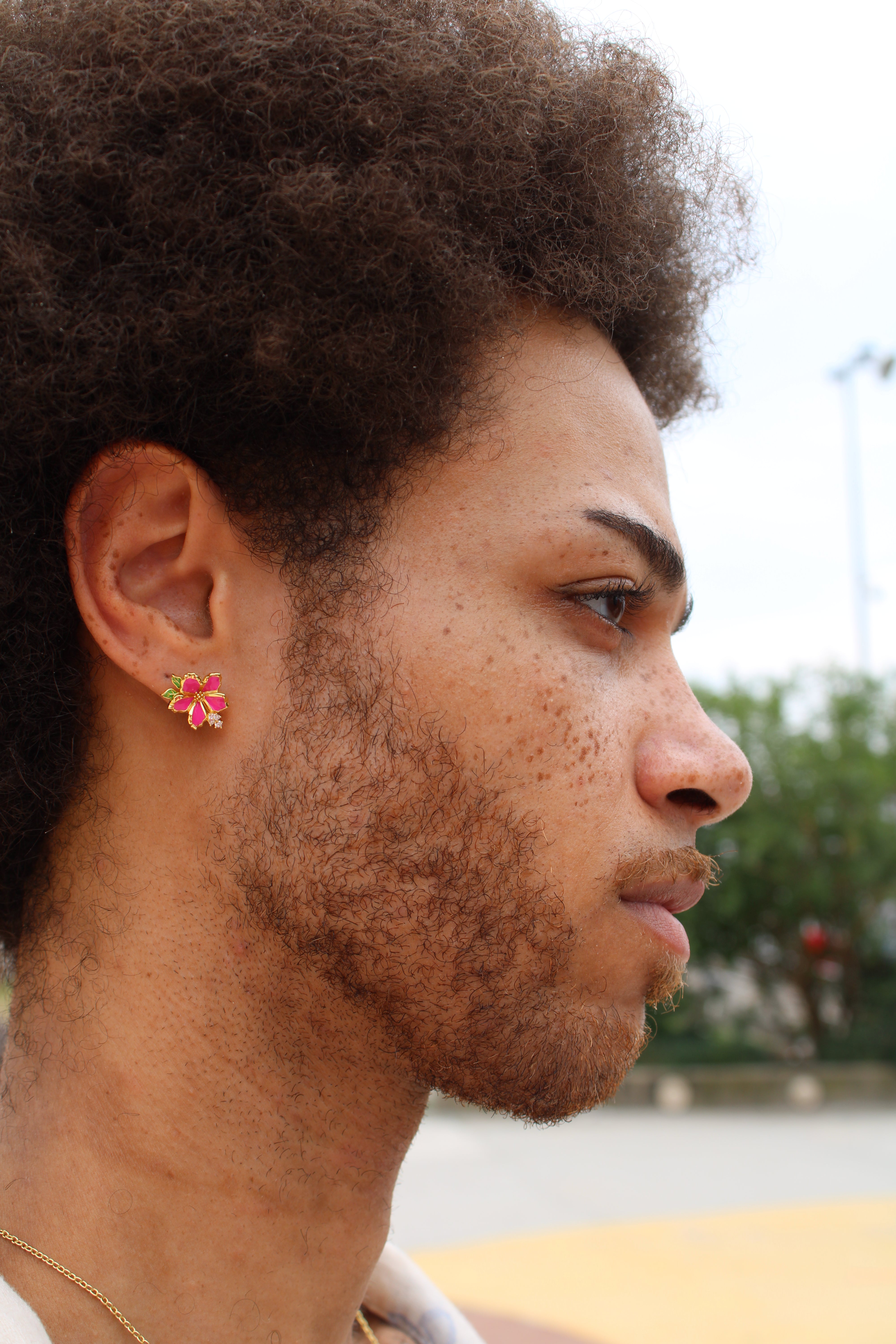 Pink Hibiscus Stud Earrings