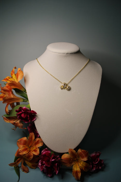 Three Spiral Seashell Necklace