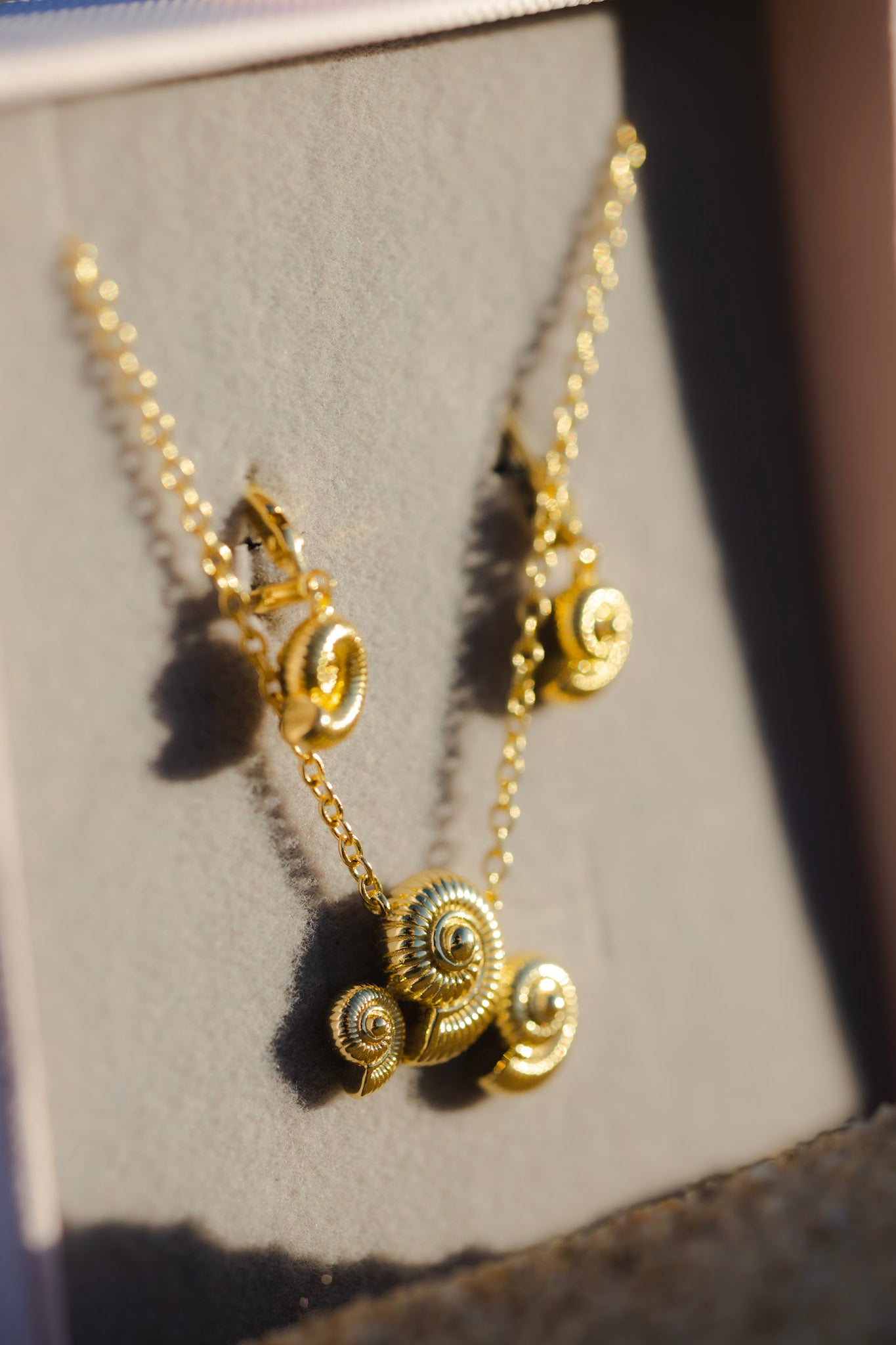 Three Spiral Seashell Necklace